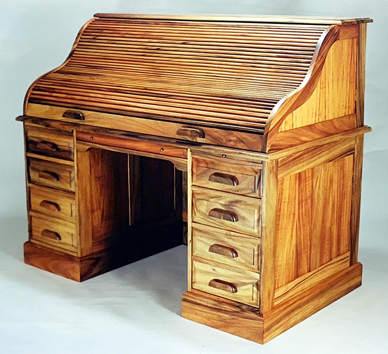 Custom Koa Rolltop Desk