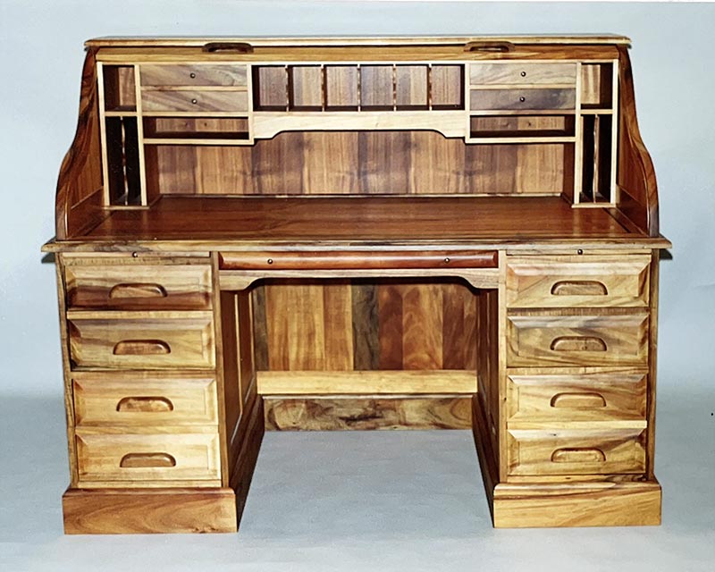 Custom Koa Rolltop Desk